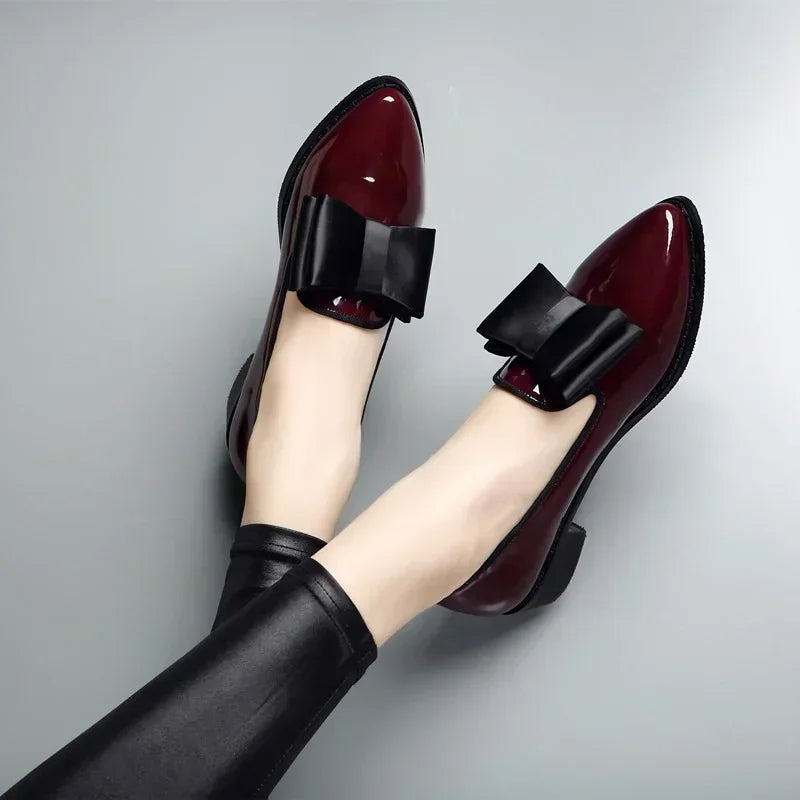 Sorelle Patent Leather Bow Flats